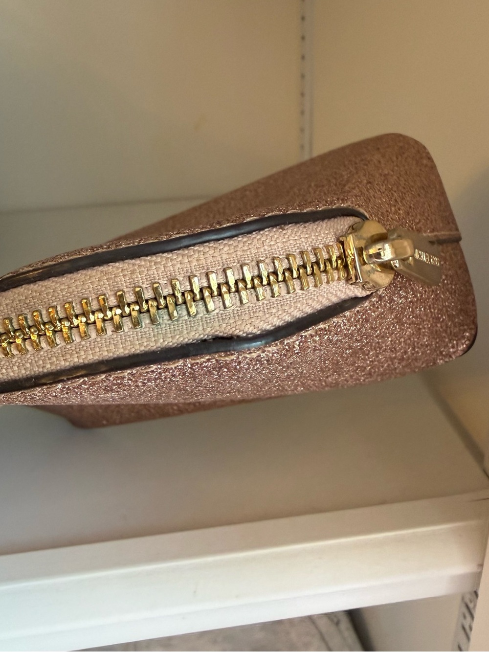 Michael Kors Rose Gold Glitter Cosmetic Pouch - Picture 8 of 8